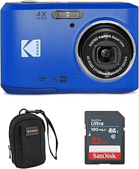 KODAK PIXPRO FZ45-BK 16MP Digital Camera 4X Optical Zoom 27mm Wide Angle 1080P Full HD Video 2.7" LCD Vlogging Camera, Blue