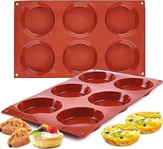 JOERSH 2-PK Silicone Egg Mold for Breakfast Sandwiches 3 Inch Round Muffin Top/Egg Pan, Oven Baking Silicone Molds for English Muffins, Whoopie Pies, Egg Patty Bites