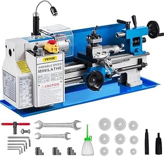 Metal Lathe 7"x12", Precision Bench Top Mini Metal Lathe, 550W, Variable Speed 50-2500 RPM, Nylon Gear, Movable Lamp for Precision Parts Processing