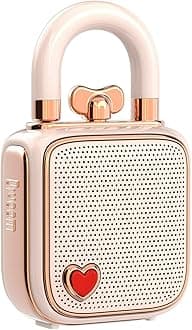 Love-Lock Bluetooth Speaker, Small Portable Music Box, Wireless Stereo Pairing Retro Soundbox, Cute Desktop Decoration, for Girls, Pink