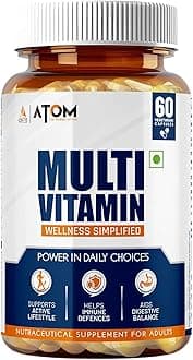 AS-IT-IS ATOM Multivitamin for Men & Women - 60 capsules | 31 Vital Nutrients | Designed as per RDA | Supports Bone & Skin Health | Powerful Antioxidant | With Probiotic Blend