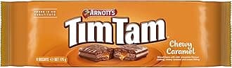 Arnott’s Tim Tam Biscuits Bars with Milk Chocolate Flavour Coating, Chewy Caramel 175g
