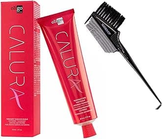 Comb + OIigo CALURA Permanent Shine Hair Colour Dye, Ammonia-Free Haircolor, PPD-Free Hair Color (w/Sleek 3-in-1 Comb & Brush) (6 / 6N - Neutral)