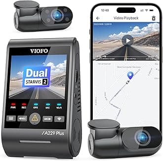 A229 Plus 3 Channel Dash Cam, Dual STARVIS 2 Sensors, 3-Channel HDR, 1440P+1440P+1080P Front Inside and Rear Car Camera, 5GHz Wi-Fi, Voice Control, Ultra-Precise GPS, 24 Hours Parking Mode