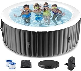 Inflatable Hot Tub - Outdoor Hot Tubs 4 to 6 Person, Portable Hot Tub, Blow Up Spa Square Portable Hot Tubs, 130 Soothing Bubble Air Jets, Cover, 2 Filter, 211 Gallon(82” X 82” X 25”)