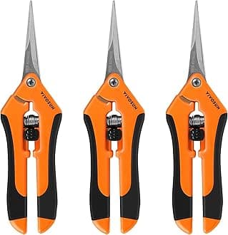 VIVOSUN 3-Pack 17 cm Gardening Scissors Hand Pruner Pruning Shear with Straight Blades and Titanium Non-Stick Coating Rose Secateurs Orange