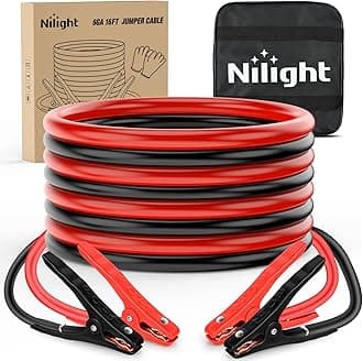 Nilight Jumper Cables for Car Battery 6 Gauge 16 FT Booster Cable Heavy Duty 450 A CCA with Carrying Bag Jump Start Emergency Kit Pickup Vans SUV Sedan Motorcycle