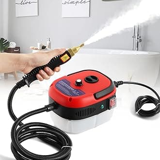 High Pressure Steam Cleaner, 2500W Portable High Temp Bathroom Power Steamer Cleaning Machine For Home Use Grout Tile Kitchen Grease Car Detailing Engine (110V, Red)