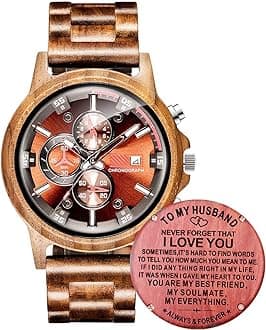 WASTIMECustomized Engraved Wooden Watch, Casual Handmade Wood Watch for Men Women Husband Wife Dad Mom Son Family