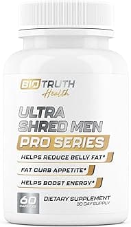 Ultra Shred Men | PRO Series | Fat Burner for Men to Sustain Muscle & Lose Weight - Boost Metabolism, Appetite Suppressant | 5 Research Backed Ingredients | 3rd Party Tested Supplement - 60 Capsules