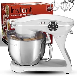 Instant Stand Mixer Pro,10-Speed Tilt-Head Electric Mixer with Digital Interface,7.4-Qt Stainless Steel Bowl,From the Makers of Instant Pot,600W,Lightweight, Whisk, Dough Hook and Mixing Paddle, Pearl