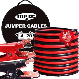 - TOPDC 4 Gauge 20 Feet Jumper Cables for Car, SUV and Trucks Battery, Heavy Duty Automotive Booster Cables for Jump Starting Dead or Weak Batteries with Carry Bag, (TD-P0420)