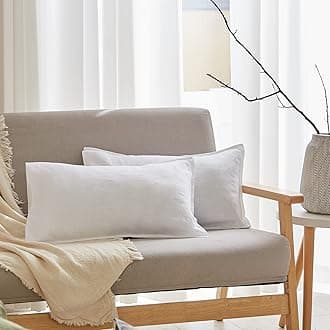 Simple&Opulence 100% Linen Lumbar Pillow Cover 12 x 20 Inches Set of 2 Rectangular Decorative Throw Cushion Cover for Couch Sofa Bed Bedroom Living Room Office Soft Breathable Farmhouse - White