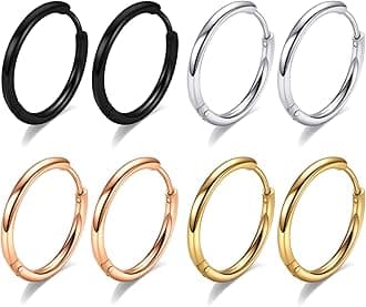 Yesteel 316L Surgical Steel Hoop Earrings, 6mm-20mm Huggie Earrings Women Men Hypoallergenic, Small Sleeper Mens Hoop Earring Cartilage Earring for Women 20G 18G