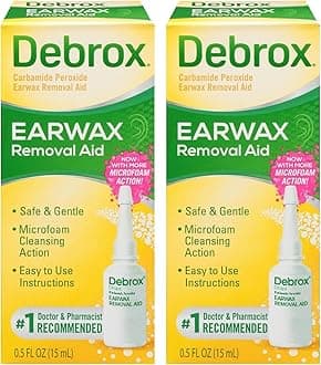Debrox Earwax Removal Drops with Gentle Microfoam Cleansing Action, 0.5 fl oz, Adults and Children Over 12 Years of Age (Pack of 2)