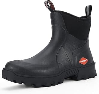 Showave Men's Short Rubber Boots Waterproof Rain Boots Insulated Working Booties with Comfortable Sports Sole