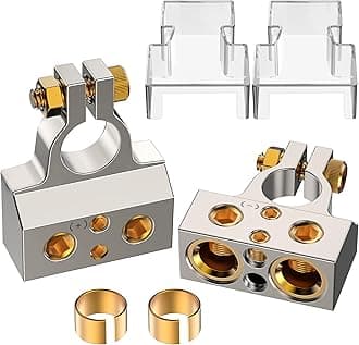 Battery Terminal Connectors, 0/2/4/6/8 AWG Battery Terminals, Heavy Duty Car Battery Terminal, Top Post Multiple Battery Terminal, with Shims Protector Cover