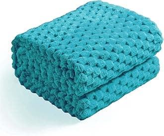 Excervent Flannel Fleece Throw Blanket (50x70 inches), Hexagon Jacquard Decorative Fuzzy Blankets for Household, Camping, and Travel, Super Soft Cozy, Suitable for All Seasons, Teal
