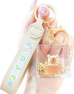 - Cute Keychain Animal Liquid Floating Kawaii Keychains Backpack Pendant Charm Wristlet Key Ring for Girl Women