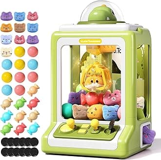 Claw Machine for Kids, Mini Vending With Game Coins & Music, Prize Dispenser Toys for Girls and Boys, Electronic Claw Game for Party Birthdays, Includes 30 Mini Toys (Dinosaur)