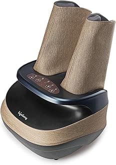 Lifelong Air Pressure Foot & Leg Massager Machine for With Heat For Home -Relaxing Shiatsu & Kneading Calf Massage with Heat & 14 Compression,6 Foot Rollers & 3 Massage Modes for Pain Relief