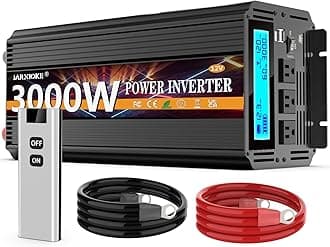 3000W Power Inverter 12V DC to AC 110V/120V (Peak) 6000W Converter 3 sockets car Inverter with Remote Control and LED Display 3.4A USB Port