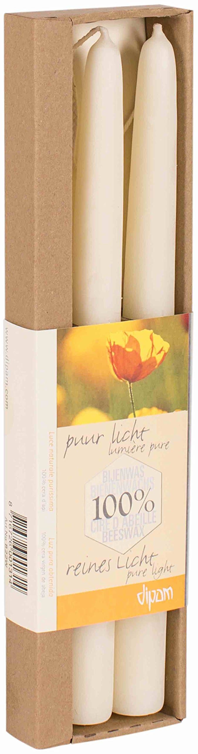Beeswax (White) Dinner Candles In a box (Code: B22W)