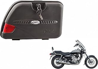 Plastic Bike Side Luggage Box Black With Lock And Reflector Compatible With Bajaj Avenger 220 Dts-I