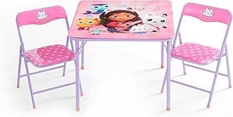 Gabby's Dollhouse 3 Piece Children's Activity Square Table and 2 Folding Chairs Set, Ages 3+