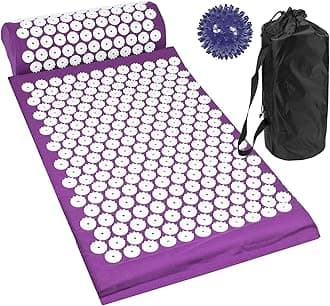 Acupressure Mat with Pillow & Ball Acupuncture Pin Massage Set (Purple)