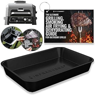 Drip Pan Liner For Ninja Woodfire Outdoor Grill Pro XL, Pro Connect XL, OG850 OG951 Reusable Non Disposable Tray, Cheat Sheet Cooking Guide Accessory for Wood Fire Grill Smoker 7-in-1