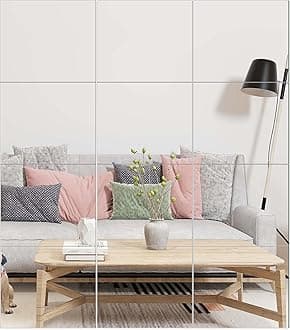 Ruomeng Gym Mirror Tiles - 14" x 12" x 12Pcs Wall Mounted Mirror Glass Frameless Full Length Mirror Tiles for Home Gym, Bedroom, Door & Bathroom