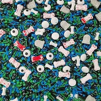 1 Bottle Candy Eyeballs Eyes Cake Cupcake Toppers Edible Baking Bones Tombstone Halloween Sprinkles Cookie Decorations Holiday Party Christmas Supplies(100g/3.5oz)