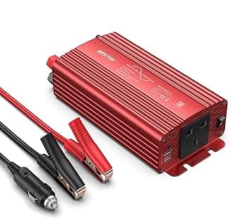 – BESTEK 500W Pure Sine Wave Power Inverter DC 12V to AC 230V 240V with 4.2A Dual Smart USB Ports Car Adapter Red