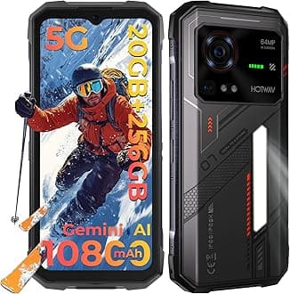 HOTWAV Hyper 7 Rugged Phone 5G Unlocked 2025, 20GB + 256GB/2TB Rugged Smartphone Android 14, 10800mAh 33W, 6.6" FHD+ 120Hz 2K Waterproof Phone, 64MP + 32MP Cell Phone, NFC/GPS/OTG/Fingerprint/T-Mobile