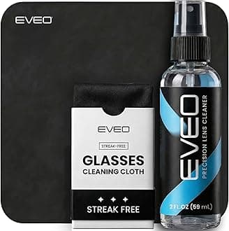EVEO Eyeglass Cleaner Spray - No Streaks Technology with Microfiber Cleaning Cloth- Glasses Cleaning Kit - Glasses Cleaner Spray with Lens Cleaner Cloth - Screen & Eye Kit - 1 Pack
