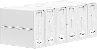 SUOCO SheetCube Bed Sheet Organizers and Storage 6 Pack, Foldable Linen Closet Organizer with Window and Label, Bedding Folder Storage Box Container for Blanket, Duvet Cover Set, Bed Sheet Set - White