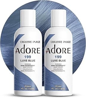 Adore Semi Permanent Hair Color - Vegan and Cruelty-Free Blue Hair Dye - 4 Fl Oz - 199 Luxe Blue (Pack of 2)