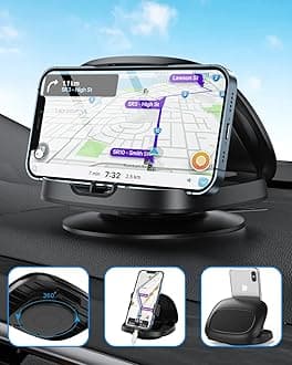 JOYEKY Car Phone Holder for Dashboard, 360° Rotatable Horizontal & Vertical Viewing Car Phone Mount，Washable Reusable Mobile Phone Holder, for iPhone Samsung Android Smartphones (Black)