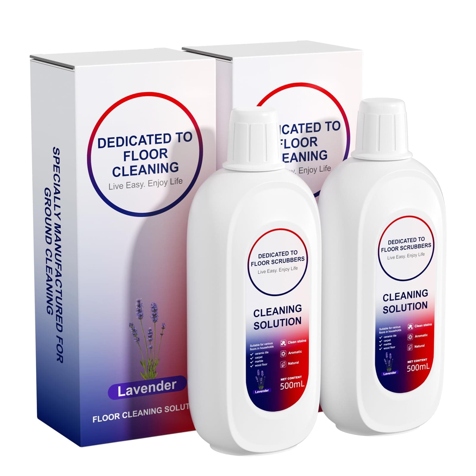 Lavender Floor Cleaning Solution Compatible With Tineco, Deep Cleans for Multiple Hard Floors, Suitable With All Robot Vacuums with Mopping and Cordless Wet/Dry Vacuum Mop Cleaner (2 bottle)