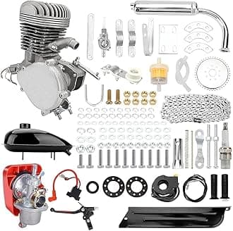 100CC Bicycle Engine Kit, 2 Stroke Single Cylinder Air-Cooling Bike-motor Assembly Petrol Gas Motor Conversion Assembly Motorized-bicycle Kit,Gas Powered Bicycle Motor Kit