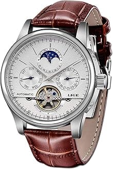 Moon Phase Automatic Watch Men Chronograph Tourbillon Skeleton Mechanical Multifunction Watches