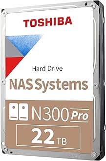 N300 PRO 22TB Large-Sized Business NAS (up to 24 Bays) 3.5-Inch Internal Hard Drive - Up to 300 TB/Year Workload Rate CMR SATA 6 Gb/s 7200 RPM 512 MB Cache - HDWG62CXZSTB