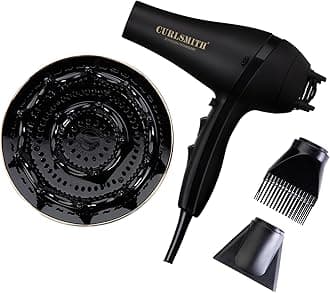 CURLSMITH Defrizzion Hair Dryer with Extra Large Diffuser, for Curly Hair, Reduce Frizz, 3 Speeds, 4 Heat Settings, Infared, Ceramic Heat