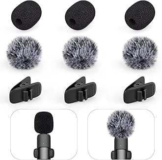 Mini Wireless Furry Windscreen & Foam Cover Set for Lavalier Microphone, Wind Muff Foam Mic Cover with Clip to Reduce Plosive and Better Highlight the Vocals, Washable and Windproof Wind Screen(9 Pcs)