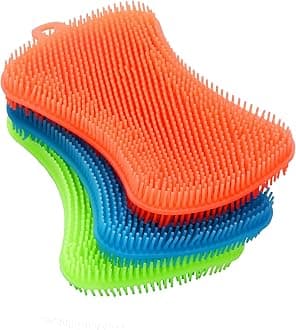 3PCS OstWony Silicone Dish Sponges, Super Food-Grade Silicone Sponges, Multi-Purpose and Efficient Sponge Kitchen Gadgets, Especial Delicate Kitchen Sponge Brush