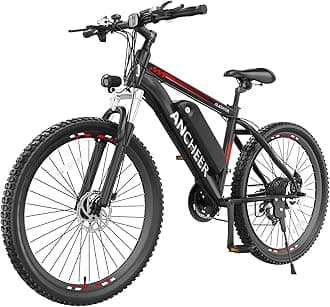 ANCHEER 500W 26" Electric Bike for Adults, [Peak 750W], 48V 10.4Ah Battery, Up to 55 Miles, 3H Fast Charge, Electric Mountain Bike, 2.1" eMTB Tire, 21 Speed, 22MPH Adults Electric Bicycle