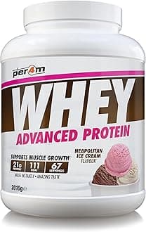 Per4m Whey Protein Powder | High Protein Shake for Muscle Growth & Recovery | Low Sugar Gym Supplement | Sports Nutrition Drink + Amino Acids (2010g, Neapolitan Ice Cream)