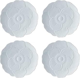 897766 Butterfly Meadow Floral Accent Plates, Blue, Set of 4