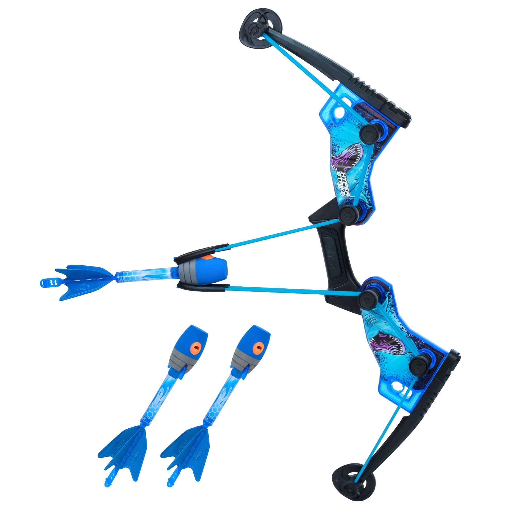 Zing HyperStrike FireTek Bow Archer Pack, Light Up Bow and Light Up Zonic Whistle Arrows, Shoots Arrows Over 200ft, Outdoor Play with Friends and Family, for Ages 14+ (Blue)